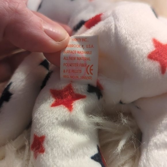 TY GLORY Beanie Baby - RARE - 1997 Hang Tag 1998 Tush Tag Americana Bear - Picture 9 of 9